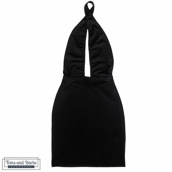 Missguided Black Cross Neck Bodycon Dress - Picture 2 of 5
